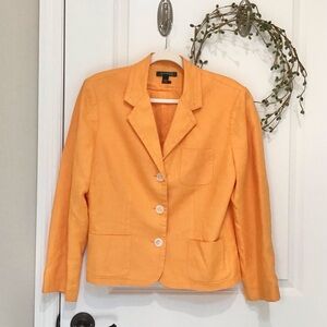 Lauren Ralph Lauren Hibiscus Orange Linen Blazer Size 12, EUC